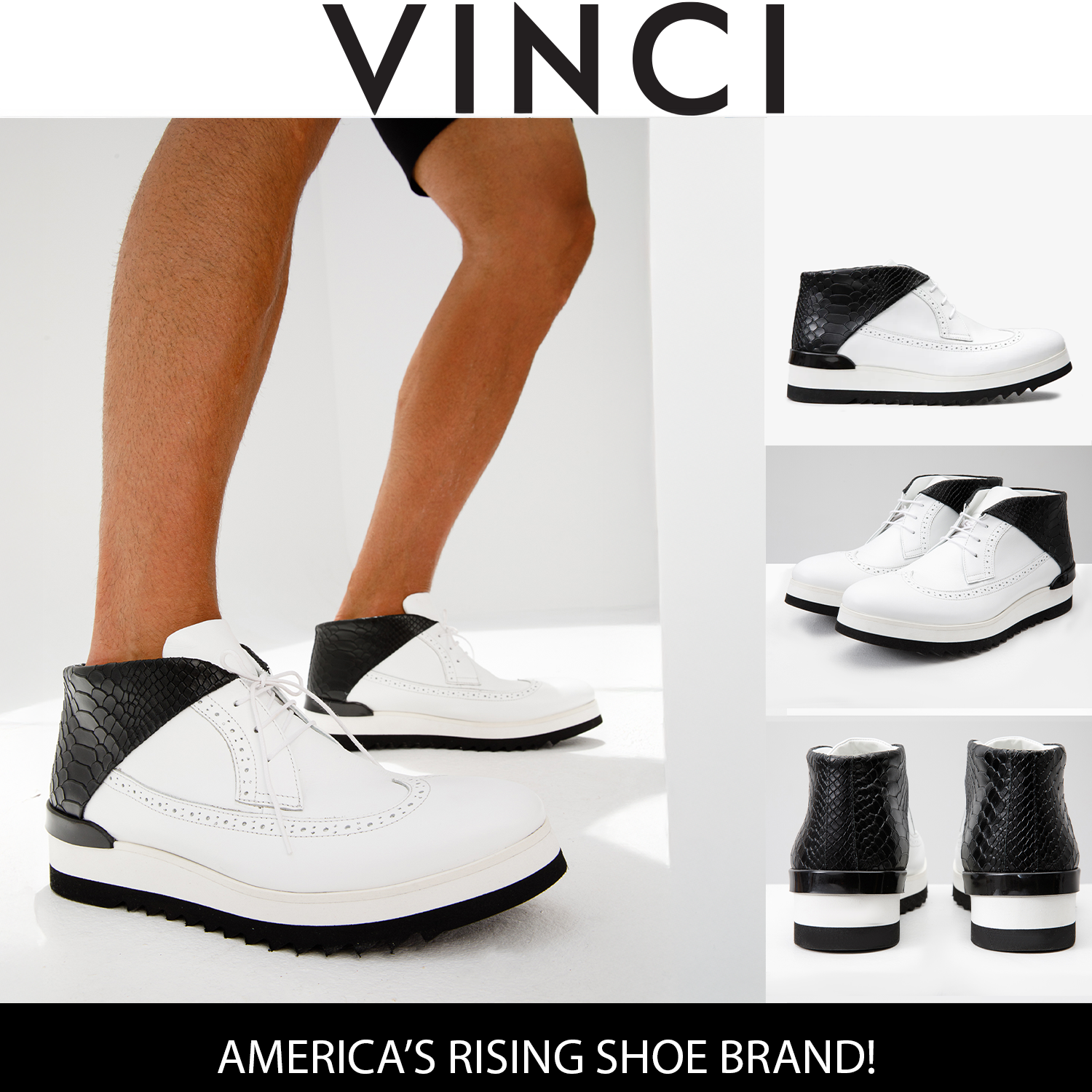 The Kagan White Wingtip Chukka Sneaker Boot - Vinci Leather