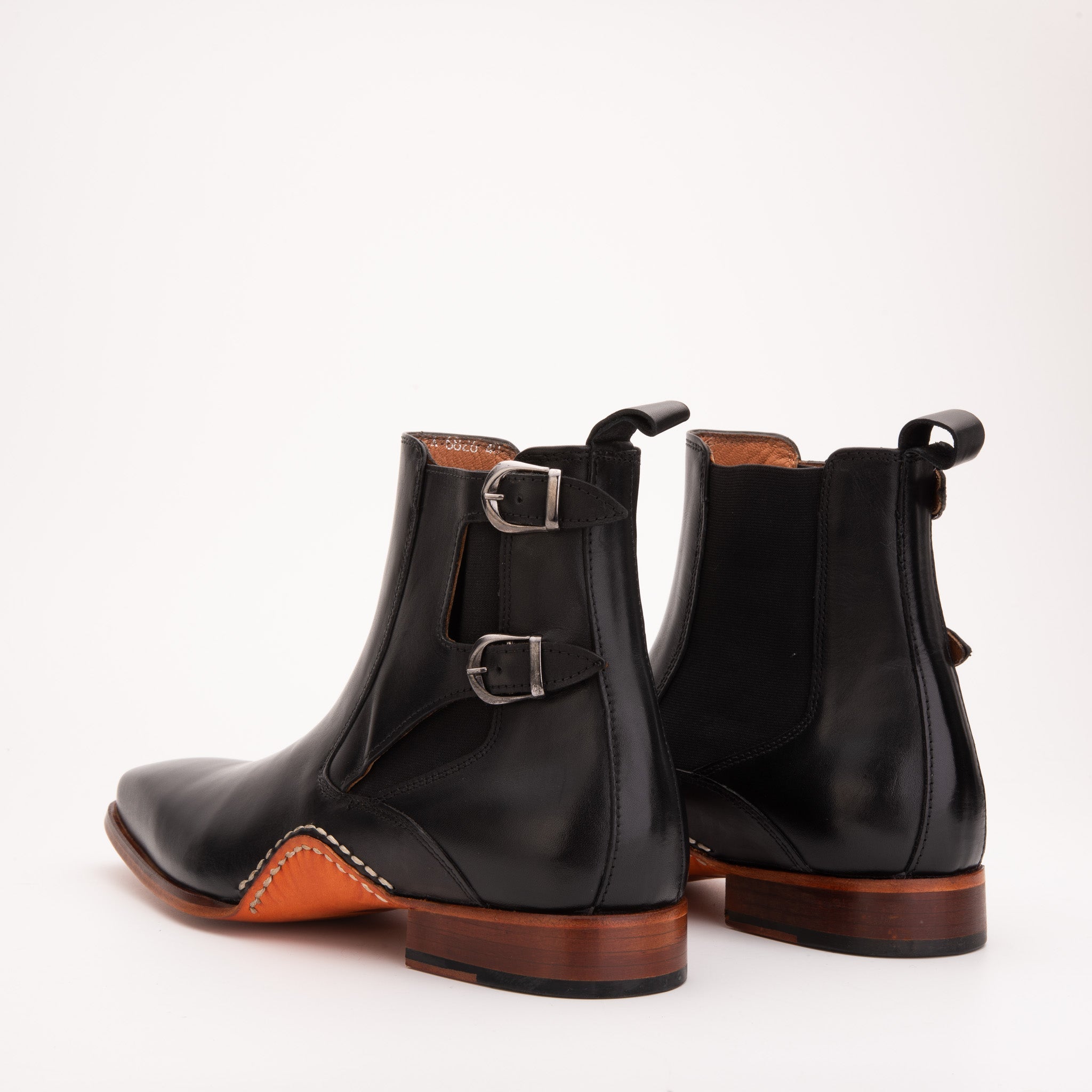 The Royal Hand Craft Black Leather Double-Buckle Chelsea Boot - Vinci Leather