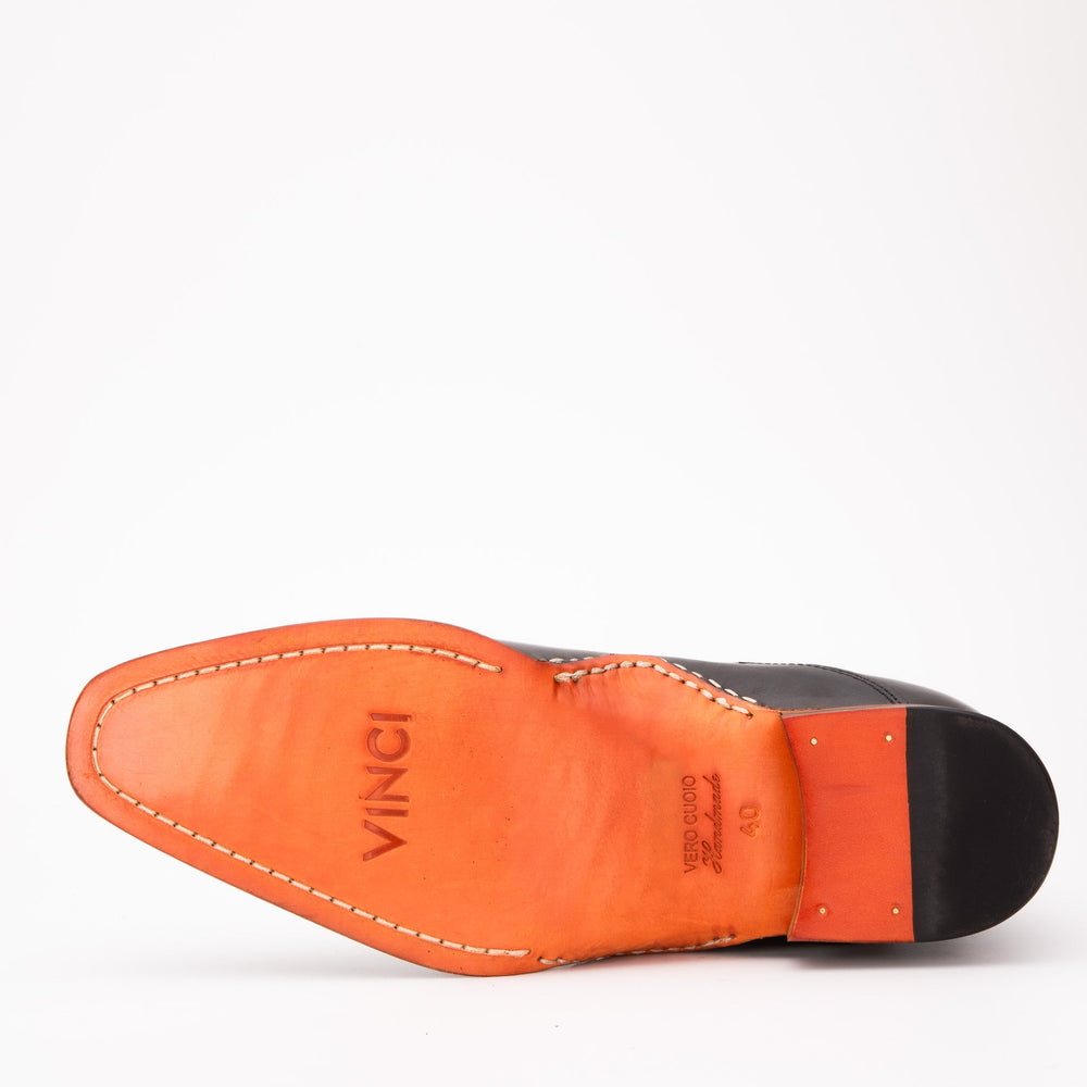 The Royal Hand Craft Black Leather Double-Buckle Chelsea Boot - Vinci Leather