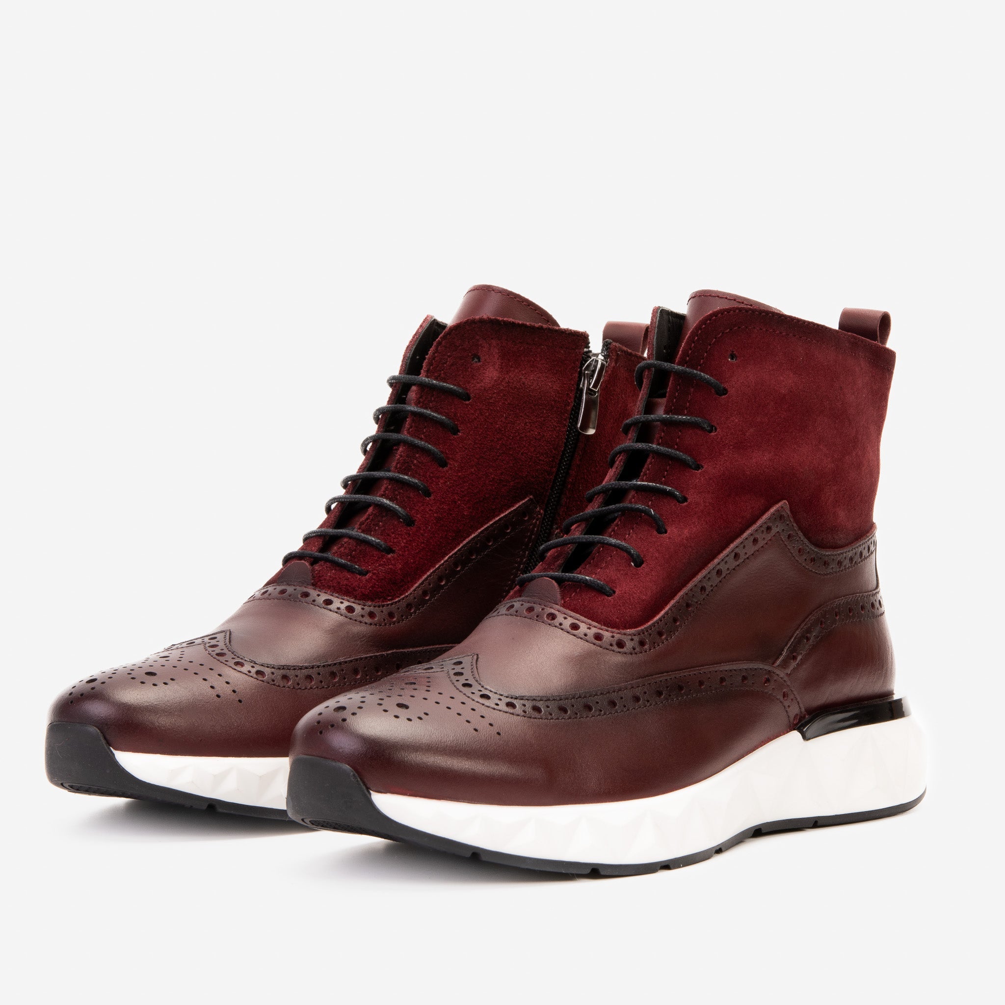 The Regent Burgundy Leather Wingtip\n Brogue Casual Boot - Vinci Leather