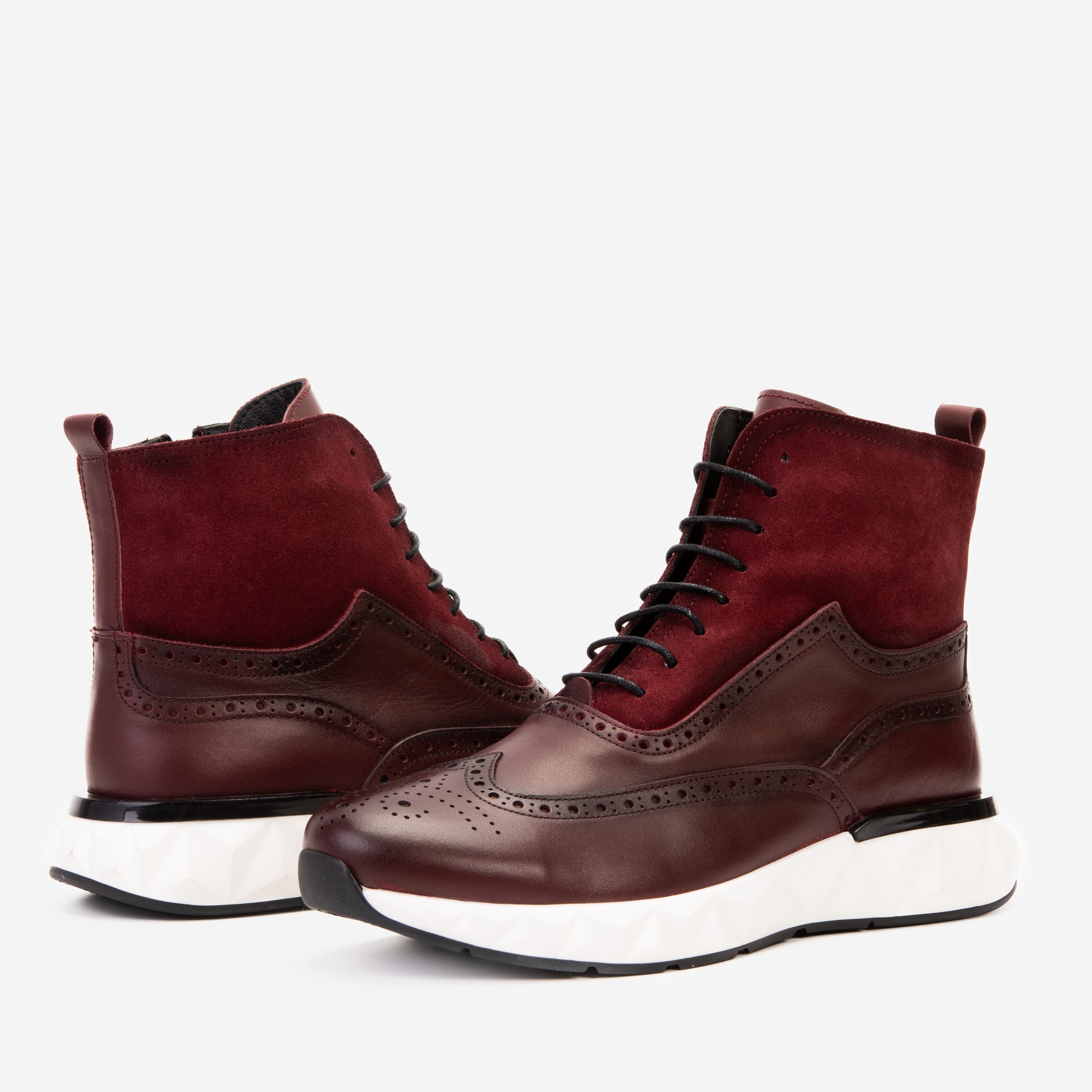 The Regent Burgundy Leather Wingtip\n Brogue Casual Boot - Vinci Leather