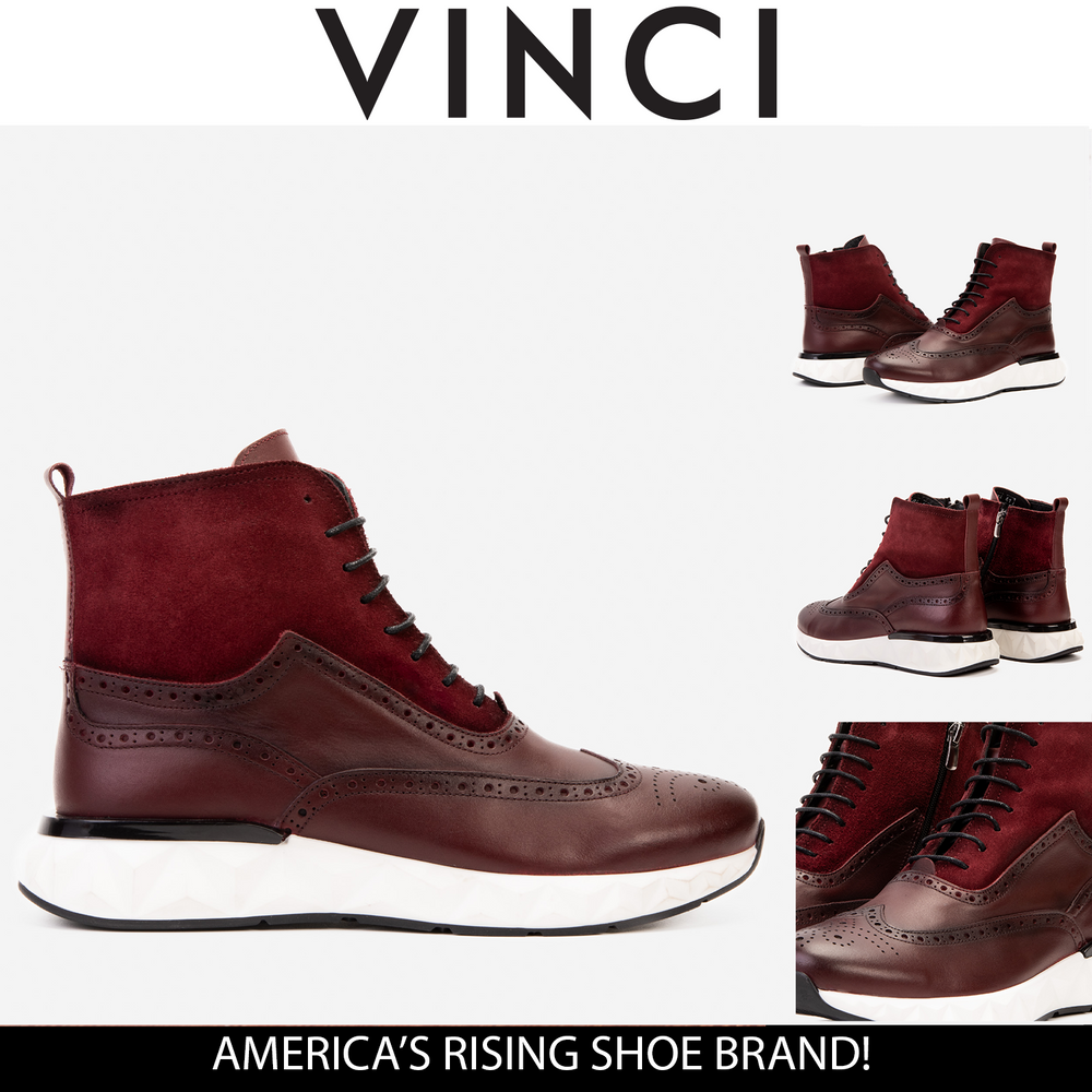 The Regent Burgundy Leather Wingtip\n Brogue Casual Boot - Vinci Leather