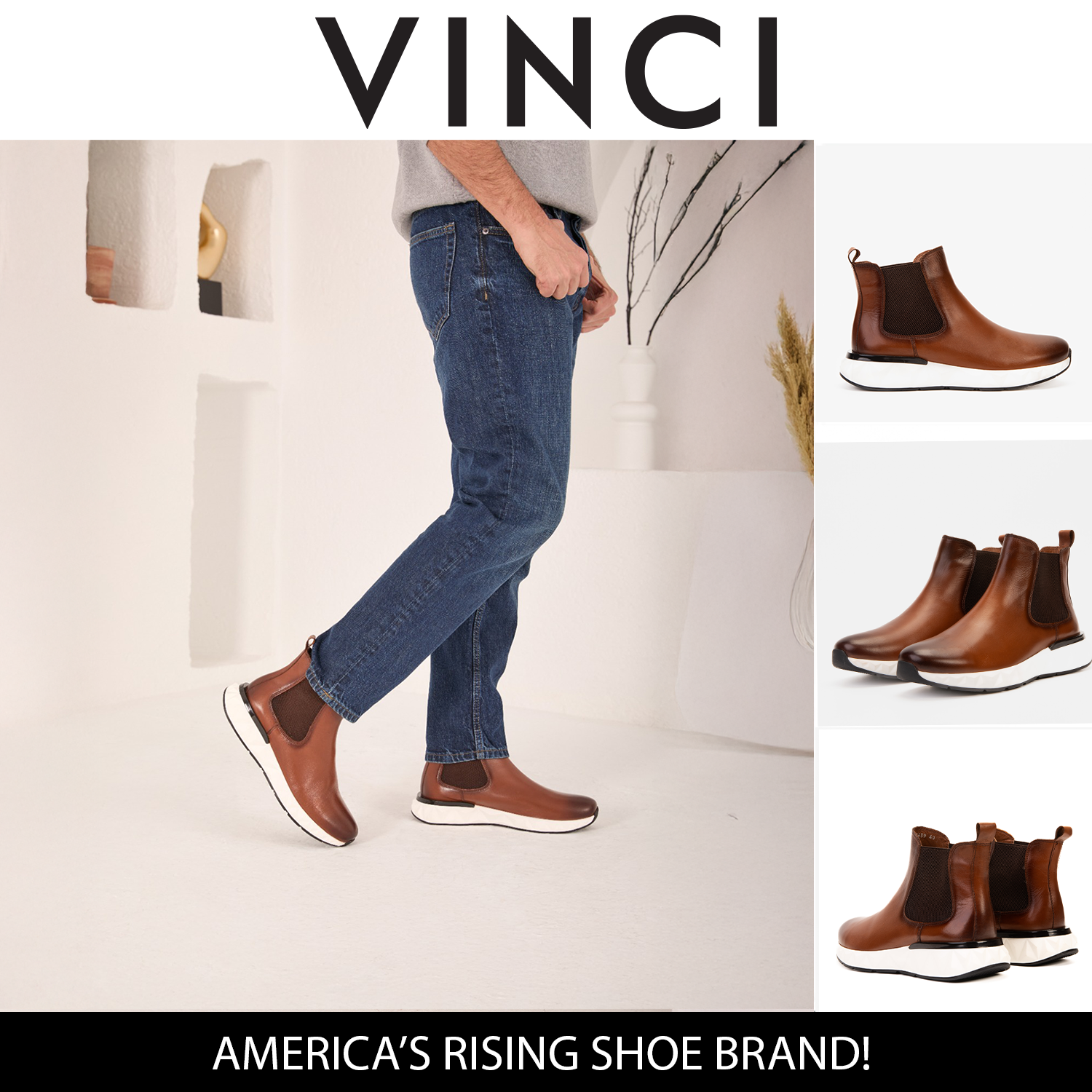 The Apex Tan Leather Chealsea Boot - Vinci Leather