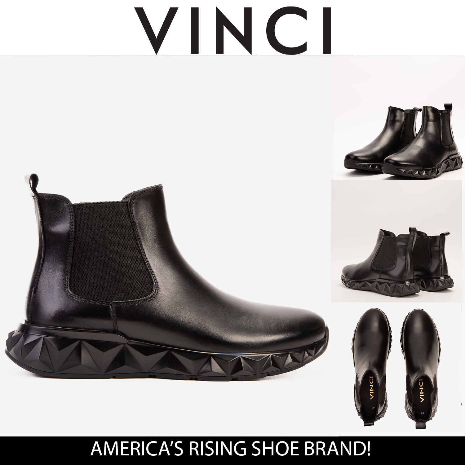 The Apex Black Leather Chelsea Boot - Vinci Leather