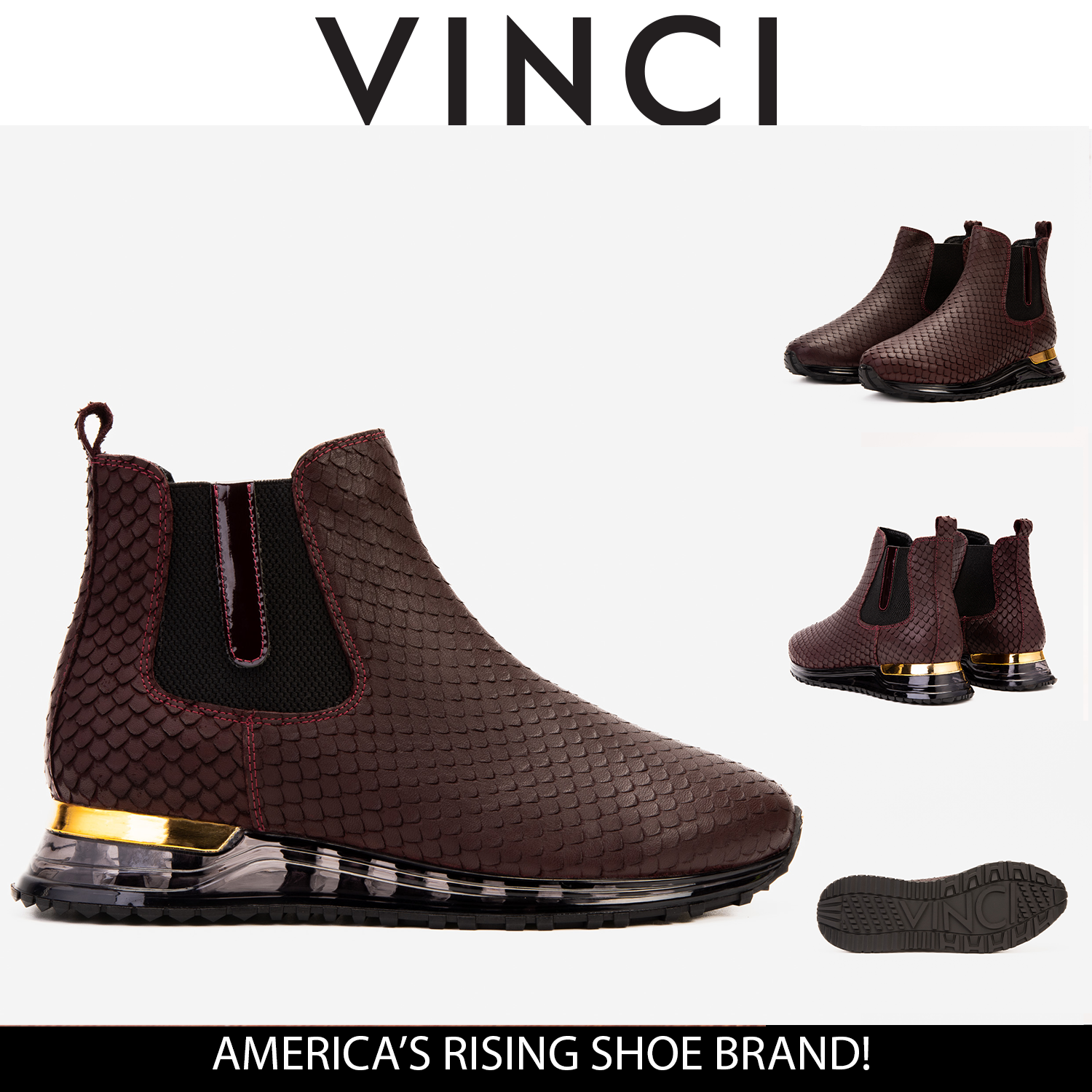 The Panther Burgundy Leather Chelsea Boot - Vinci Leather