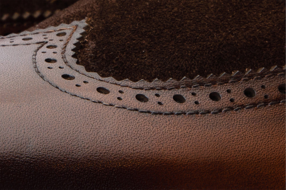 The Albus Brown Leather Suede Double Strap Monk Brogue Boot - Vinci Leather