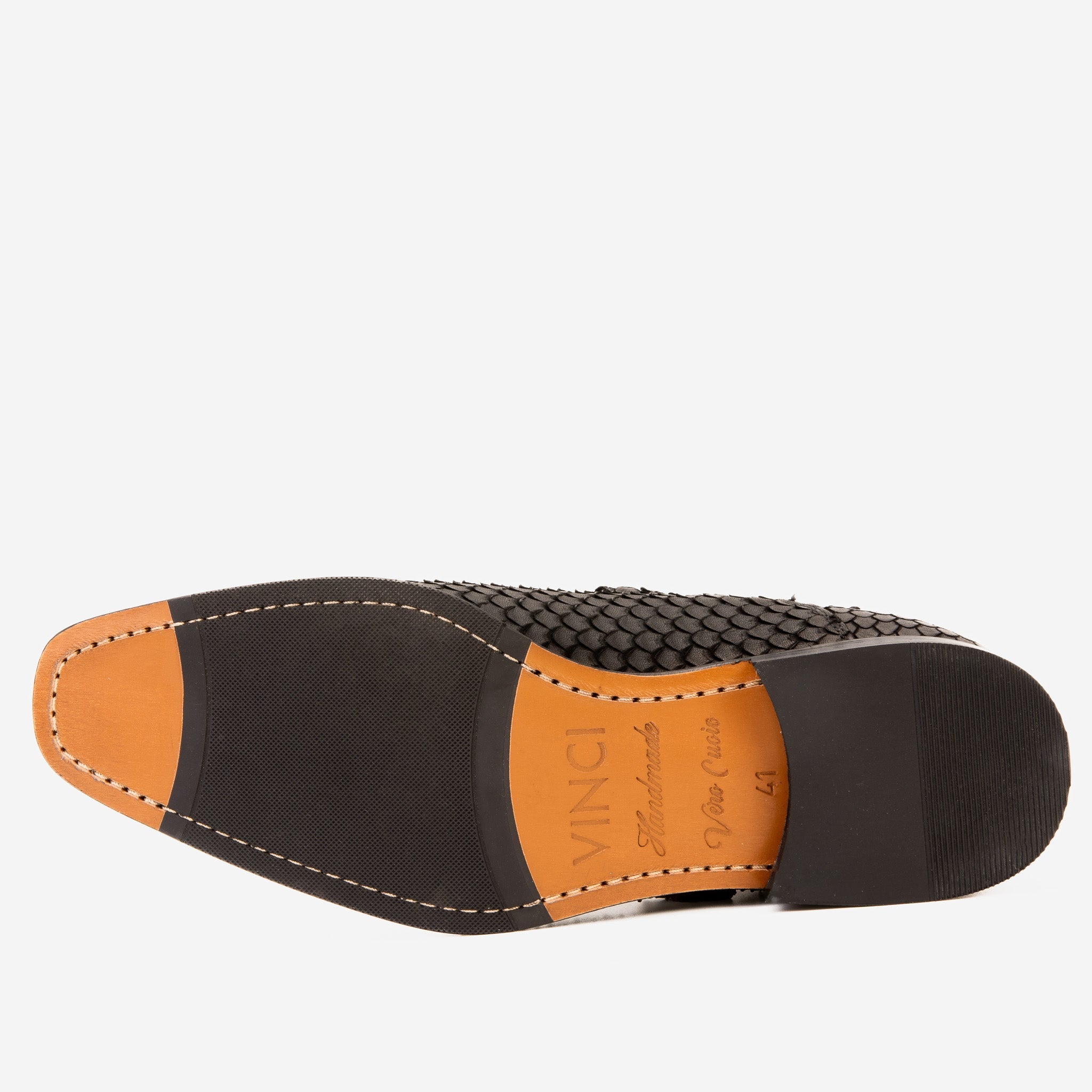 The Orion Black Snakeskin Pattern Leather Double Monk Strap Boot - Vinci Leather