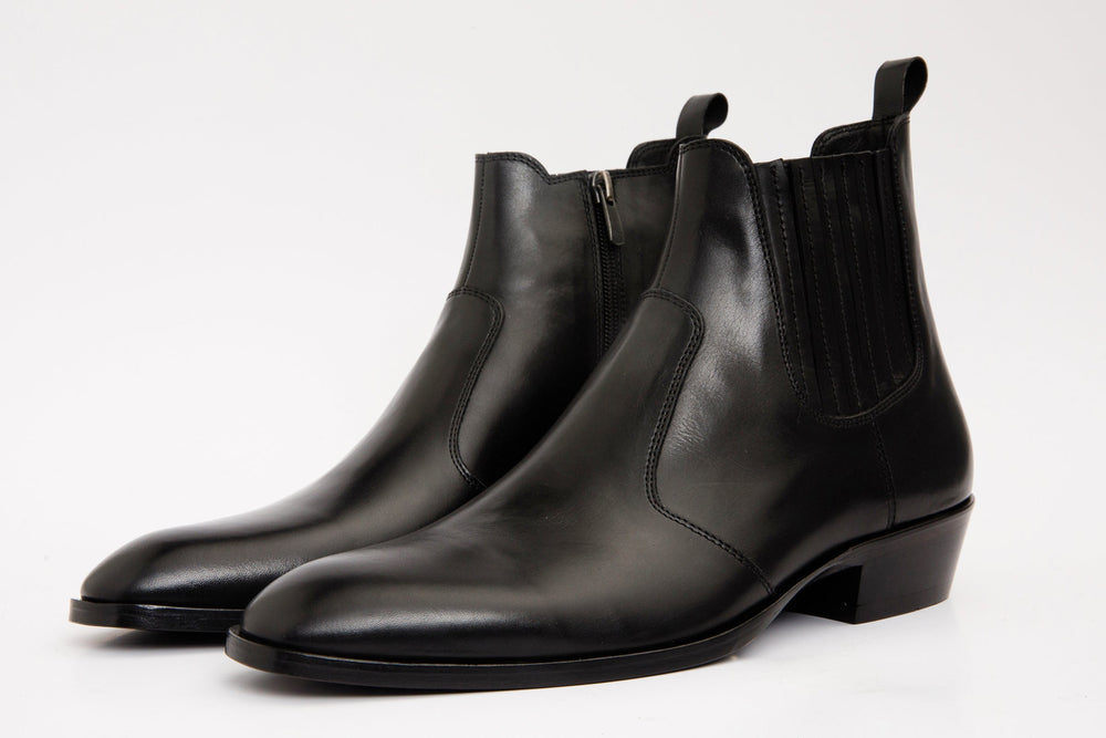 The Sorhag Black Leather Dress Boot - Vinci Leather