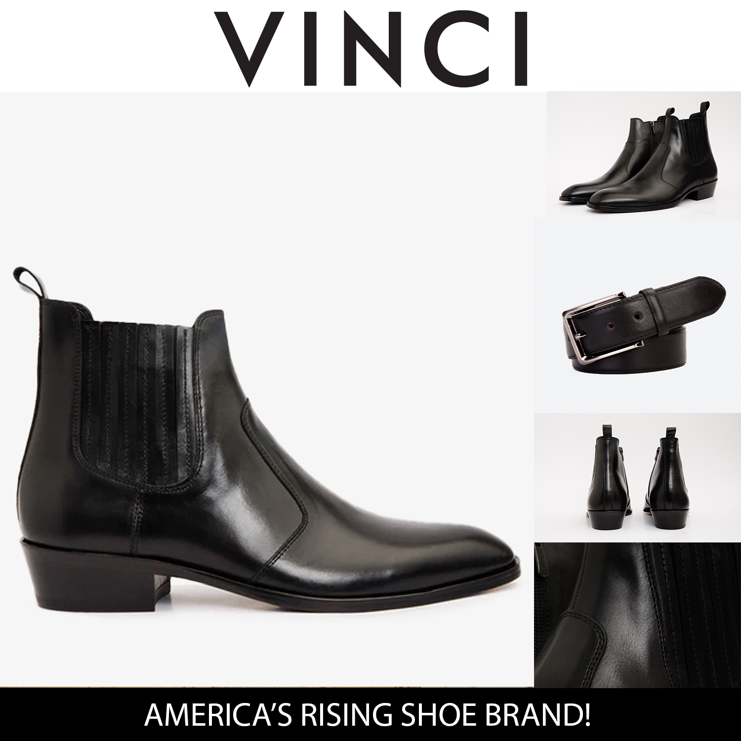 The Sorhag Black Leather Dress Boot - Vinci Leather