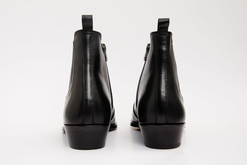 The Sorhag Black Leather Dress Boot - Vinci Leather