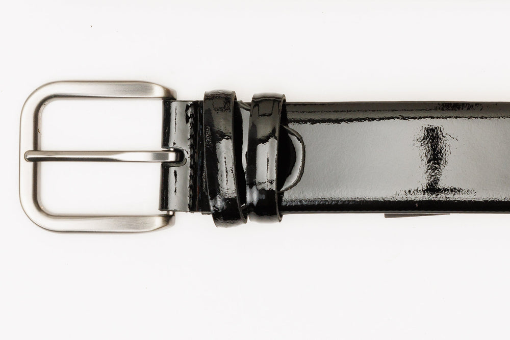 The Dodoma Black Patent Leather Belt - Vinci Leather