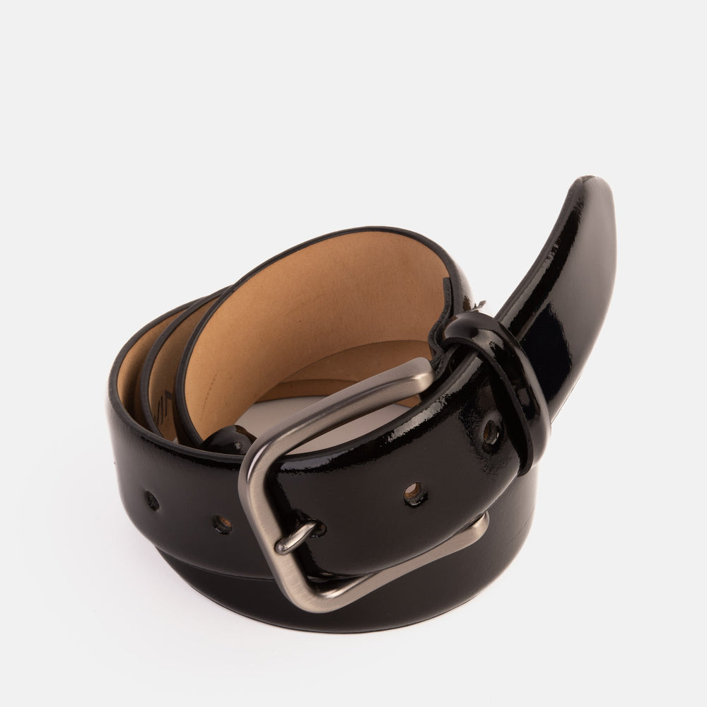 The Dodoma Black Patent Leather Belt - Vinci Leather
