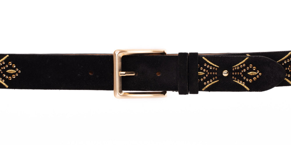The Lazio Black Suede Leather Belt - Vinci Leather