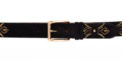 The Lazio Black Suede Leather Belt - Vinci Leather