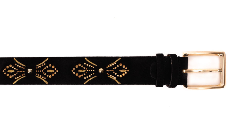 The Lazio Black Suede Leather Belt - Vinci Leather