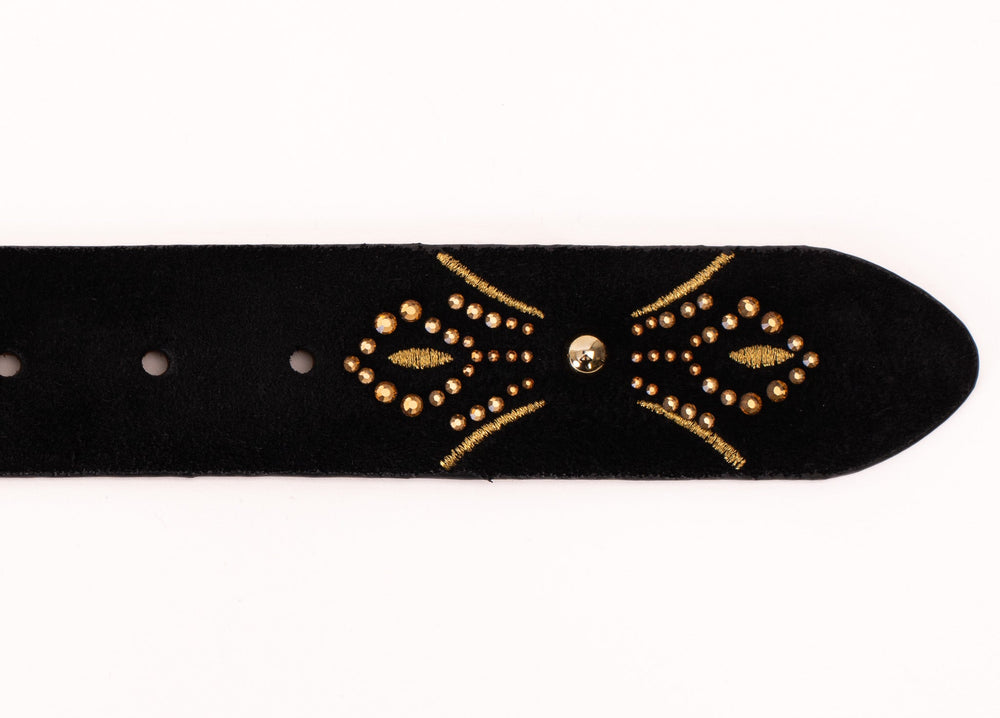 The Lazio Black Suede Leather Belt - Vinci Leather