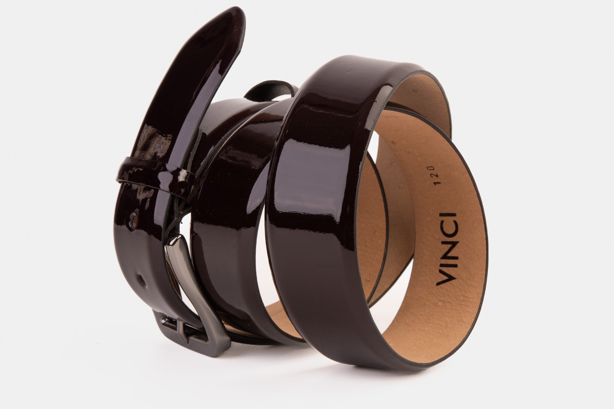 The Dodoma Burgundy Patent Leather Belt - Vinci Leather