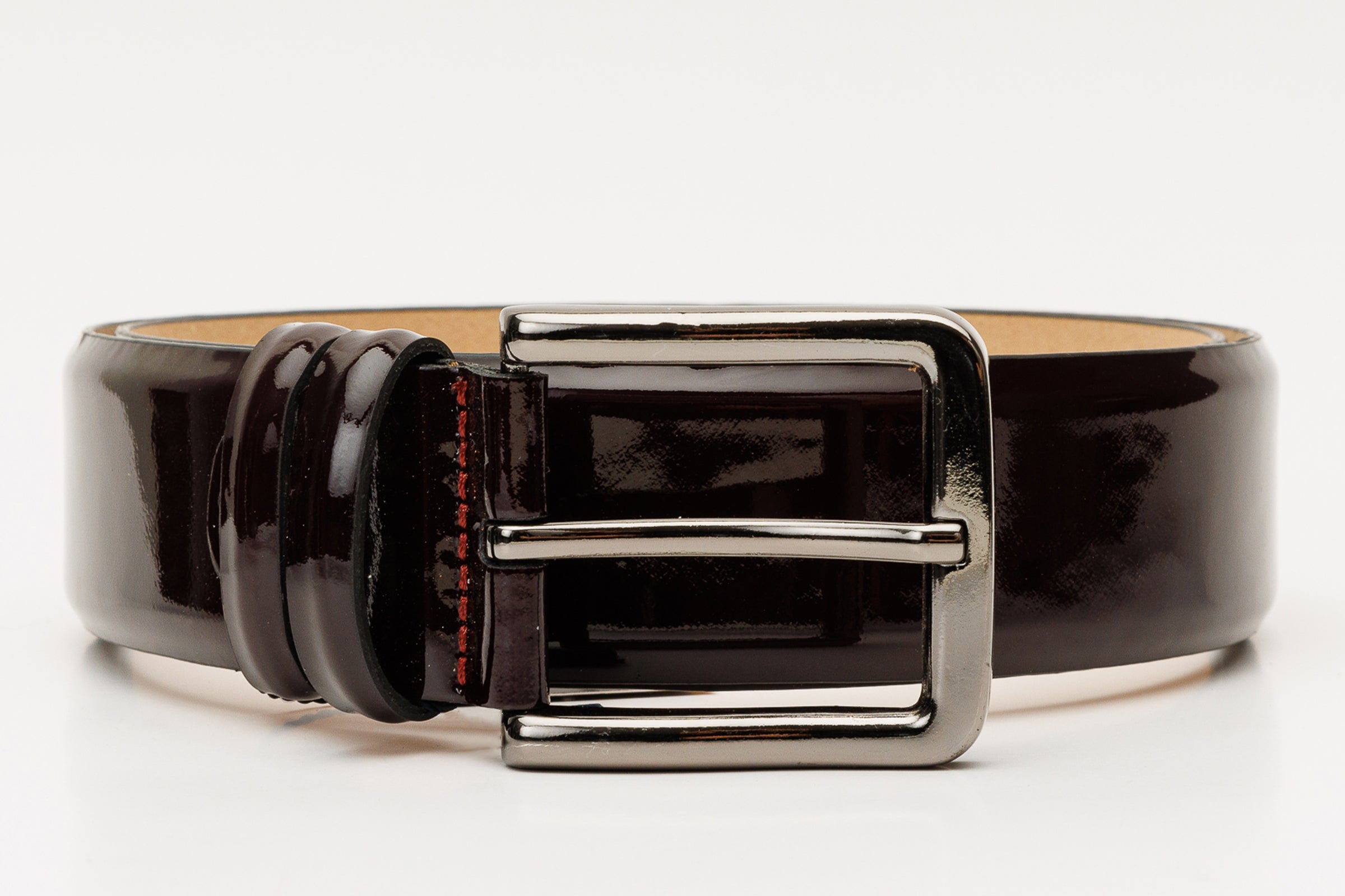 The Dodoma Burgundy Patent Leather Belt - Vinci Leather