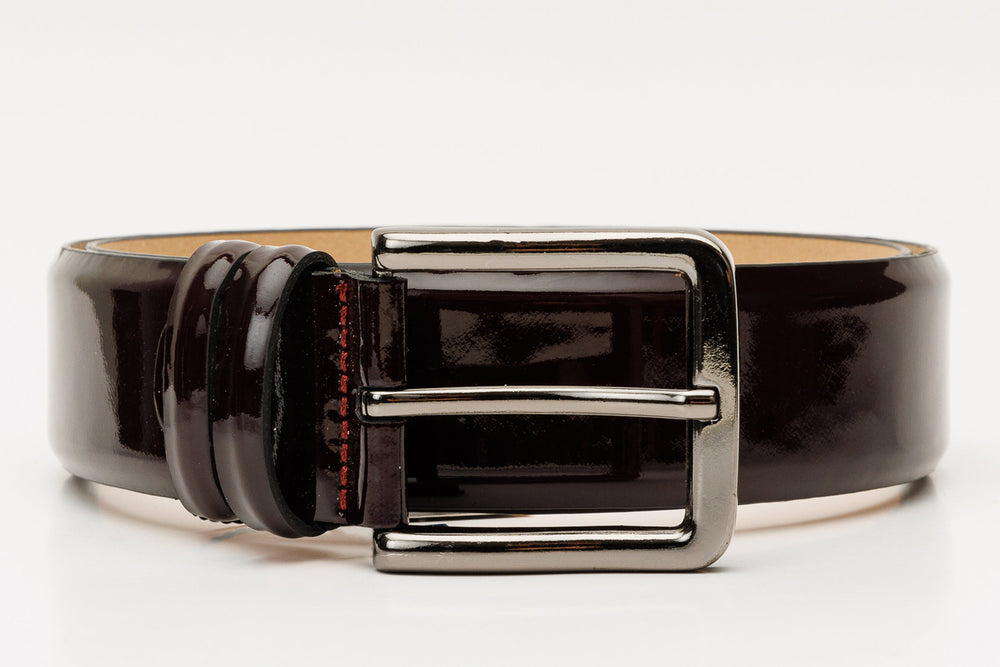 The Dodoma Burgundy Patent Leather Belt - Vinci Leather