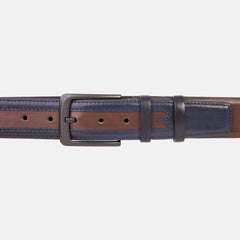 The Neiva Navy\/Brown Leather Belt - Vinci Leather