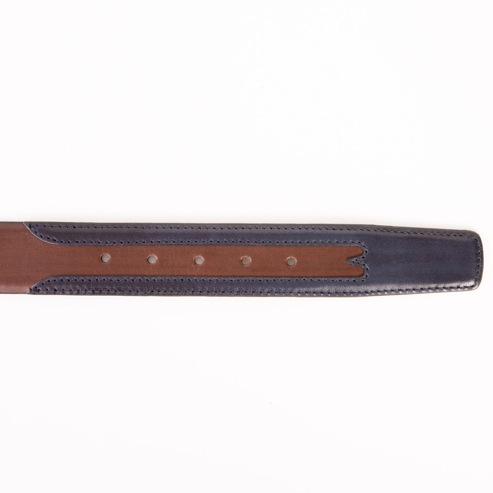 The Neiva Navy\/Brown Leather Belt - Vinci Leather
