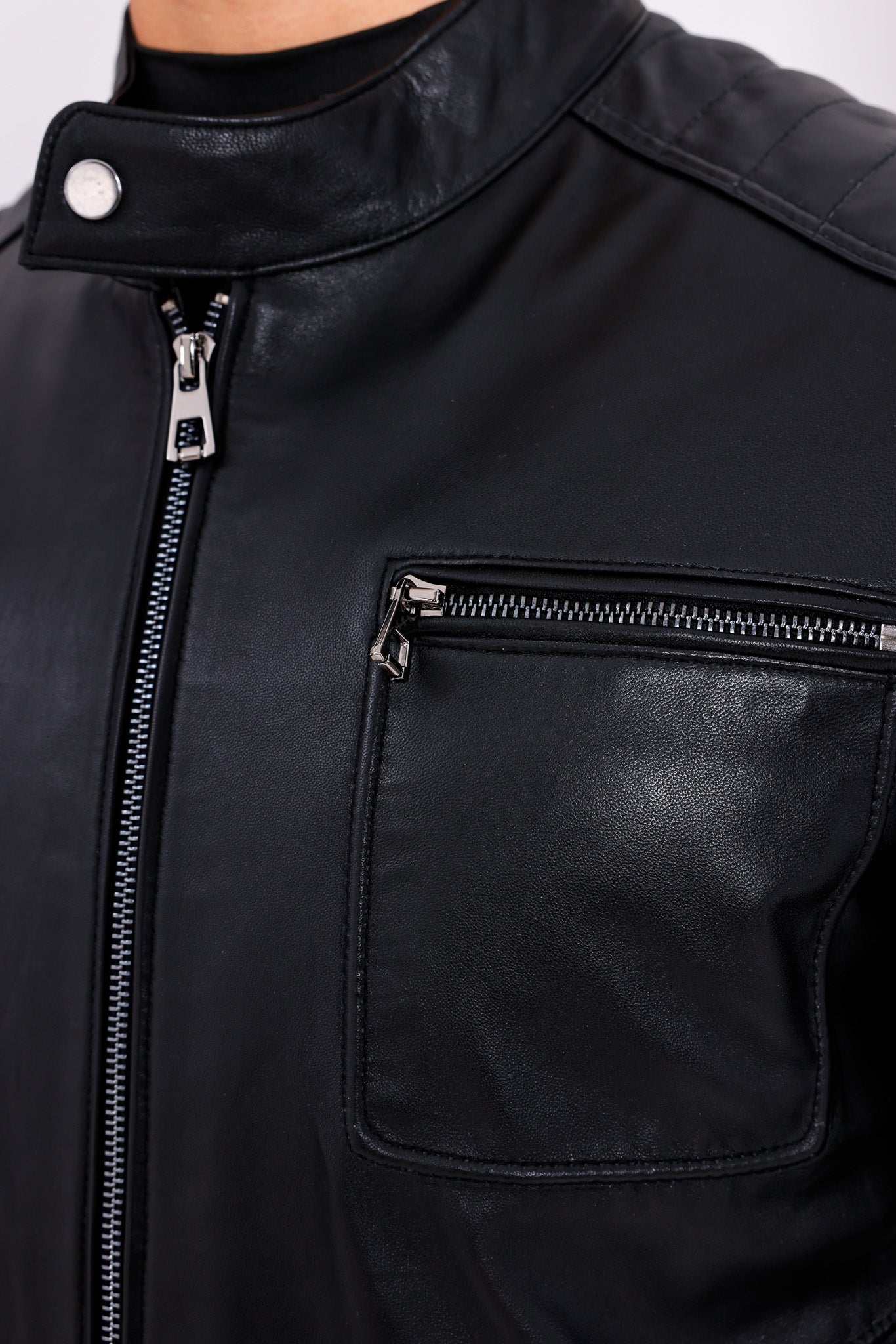 The Argento Black Leather Jacket - Vinci Leather