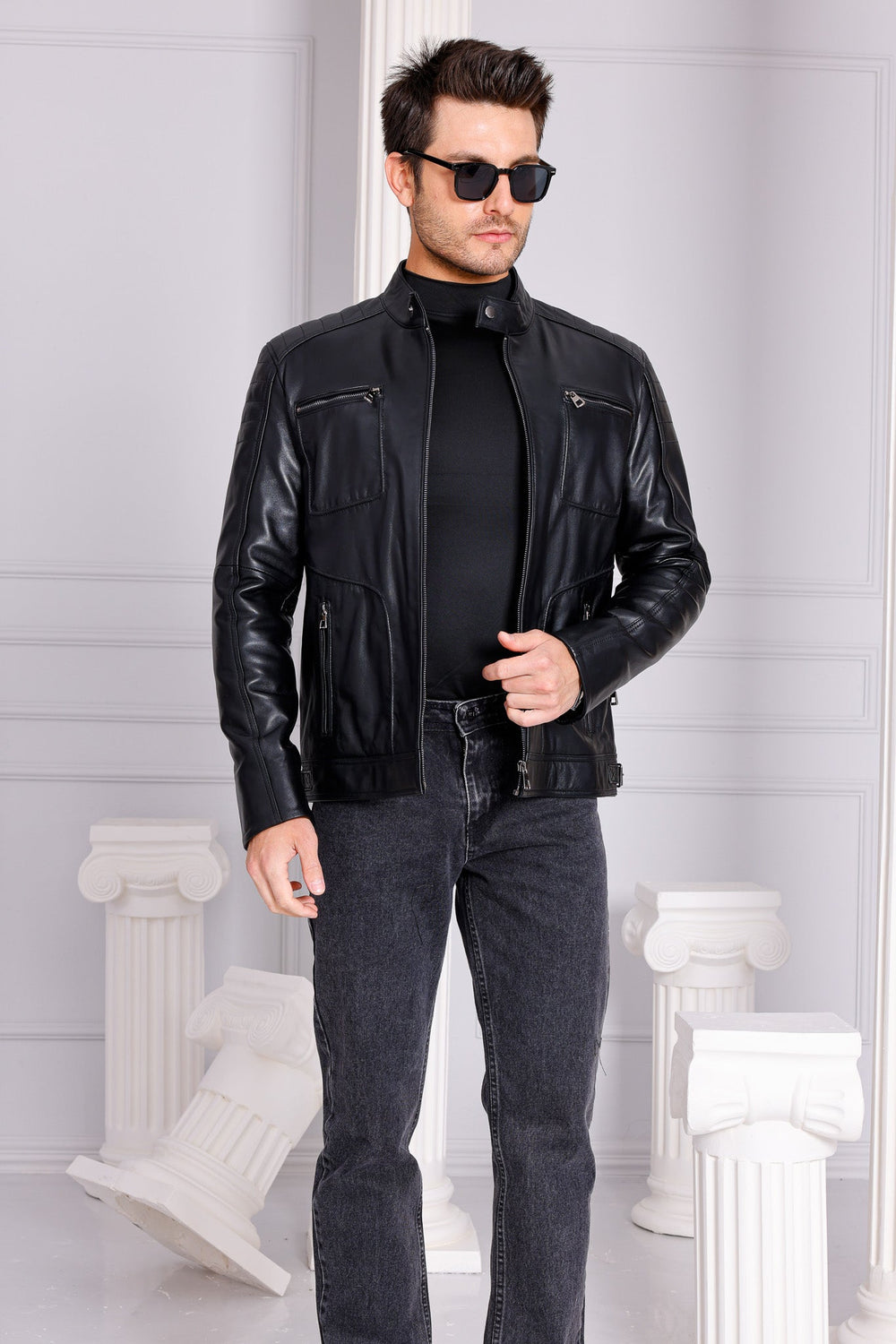 The Argento Black Leather Jacket - Vinci Leather