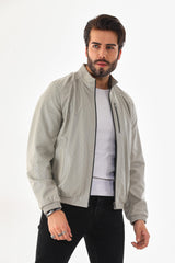 The Como Reversible Cream Black Leather Bomber Jacket - Vinci Leather