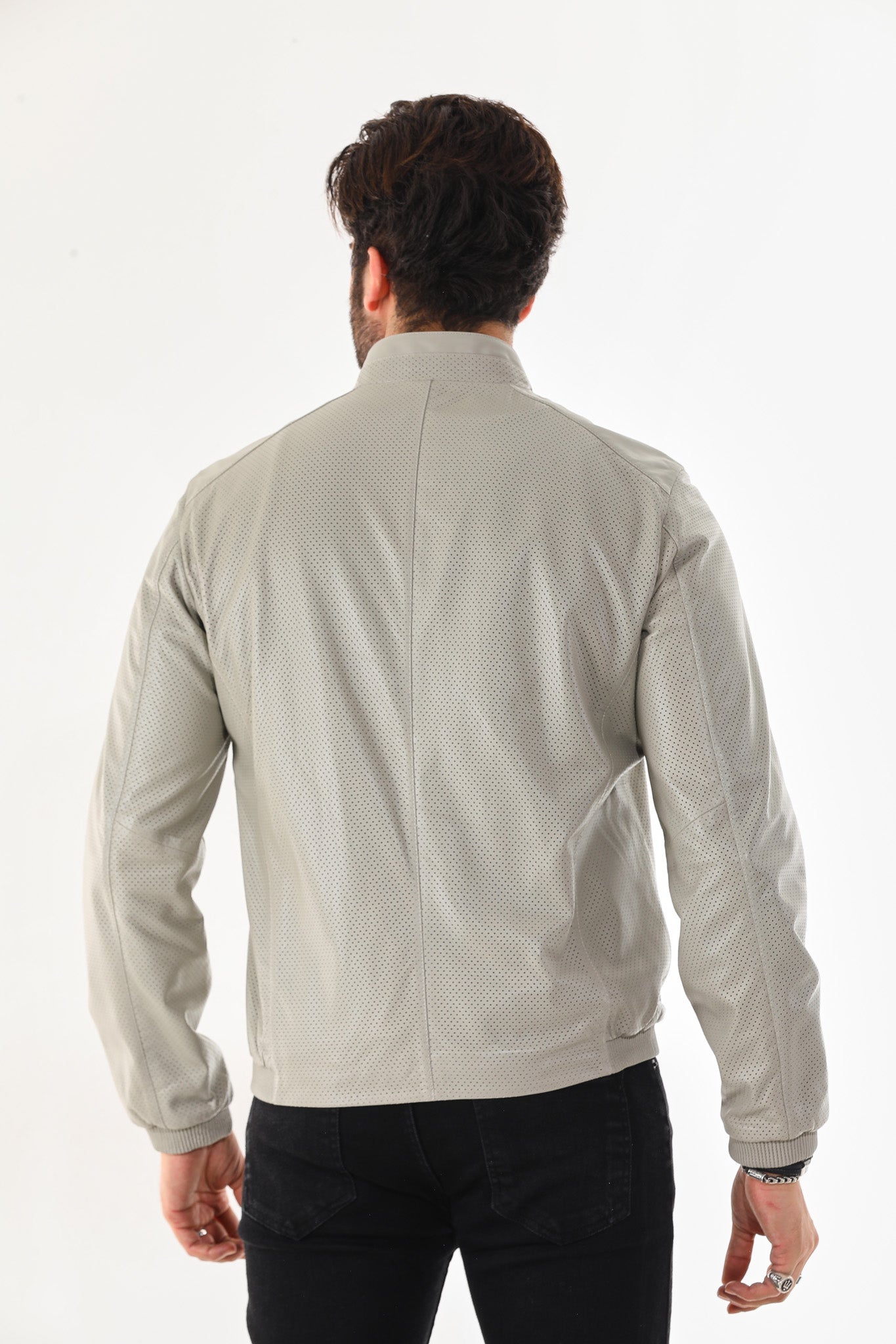 The Como Reversible Cream Black Leather Bomber Jacket - Vinci Leather