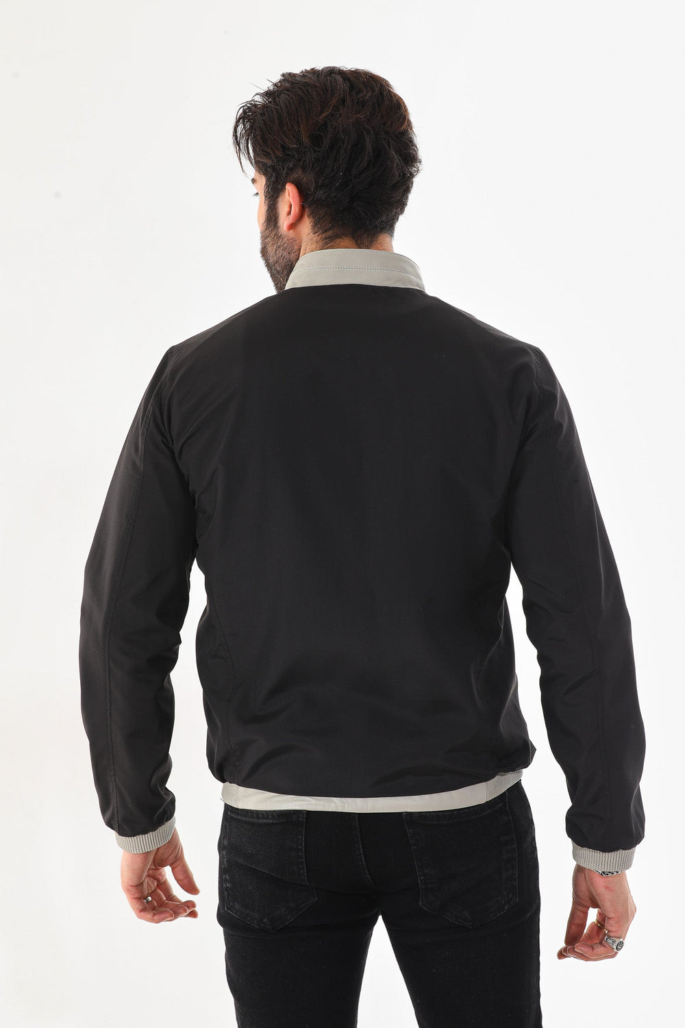 The Como Reversible Cream Black Leather Bomber Jacket - Vinci Leather