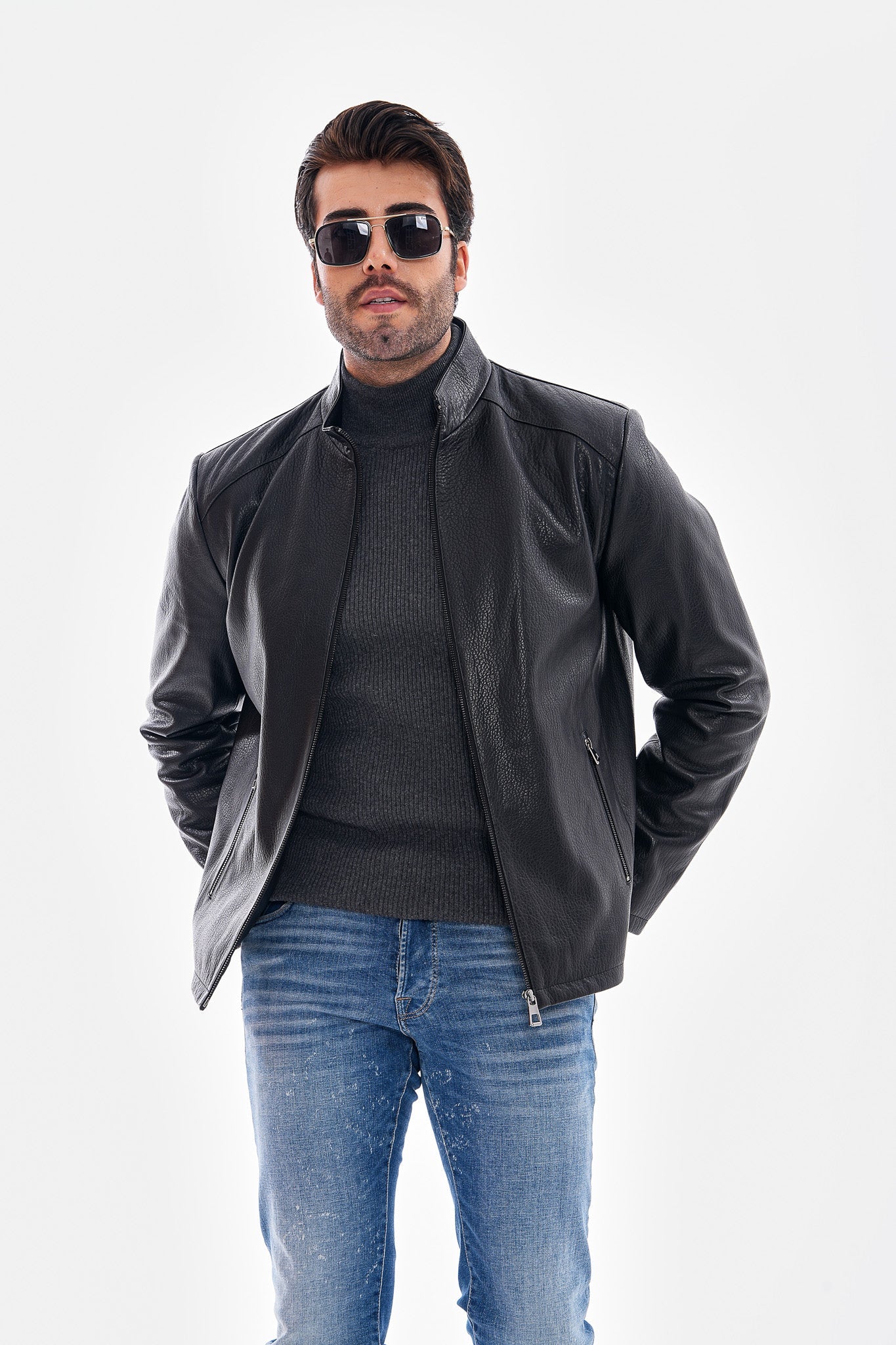 The Varden Black Leather Jacket - Vinci Leather