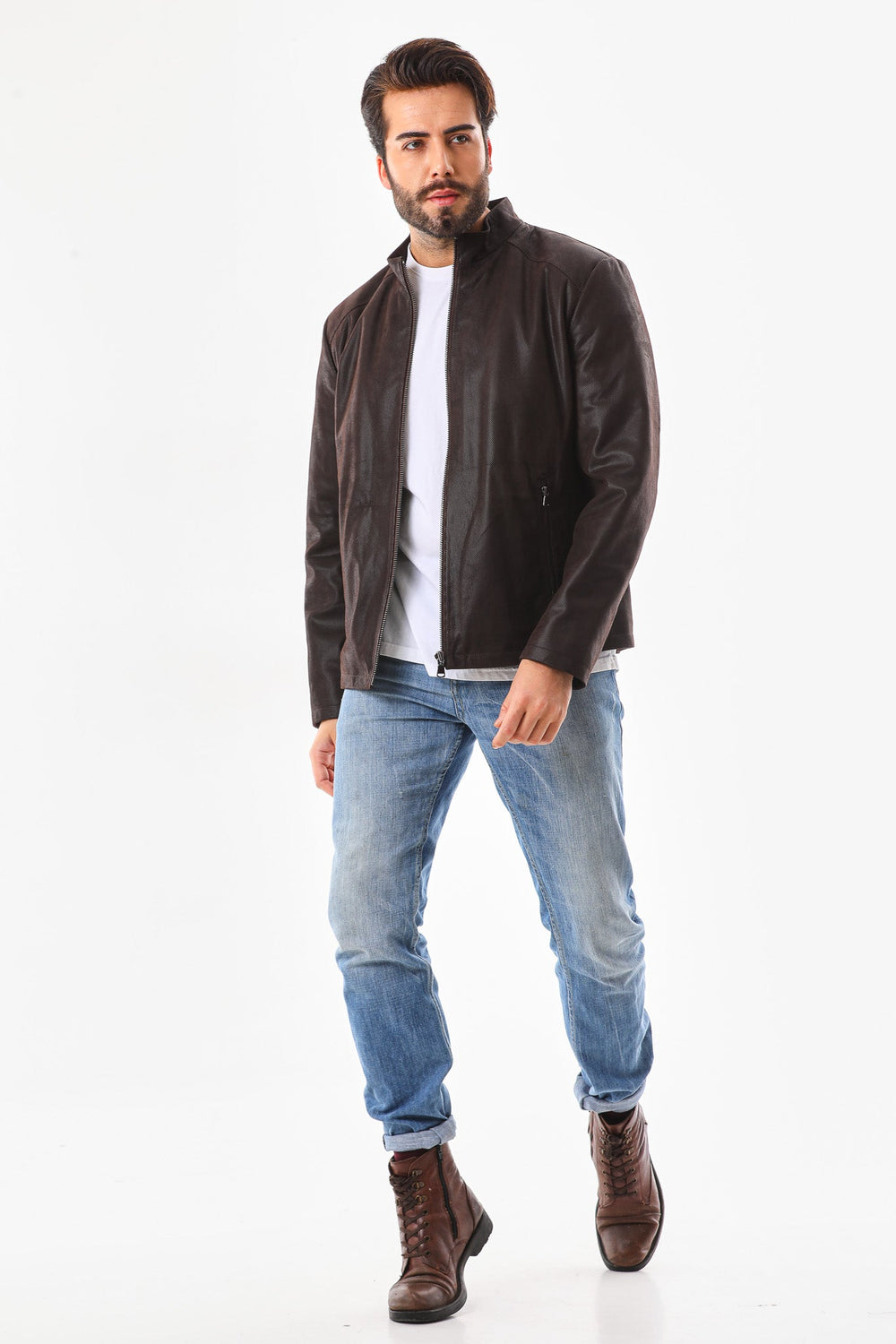The Modena Matte Espresso Leather Jacket - Vinci Leather