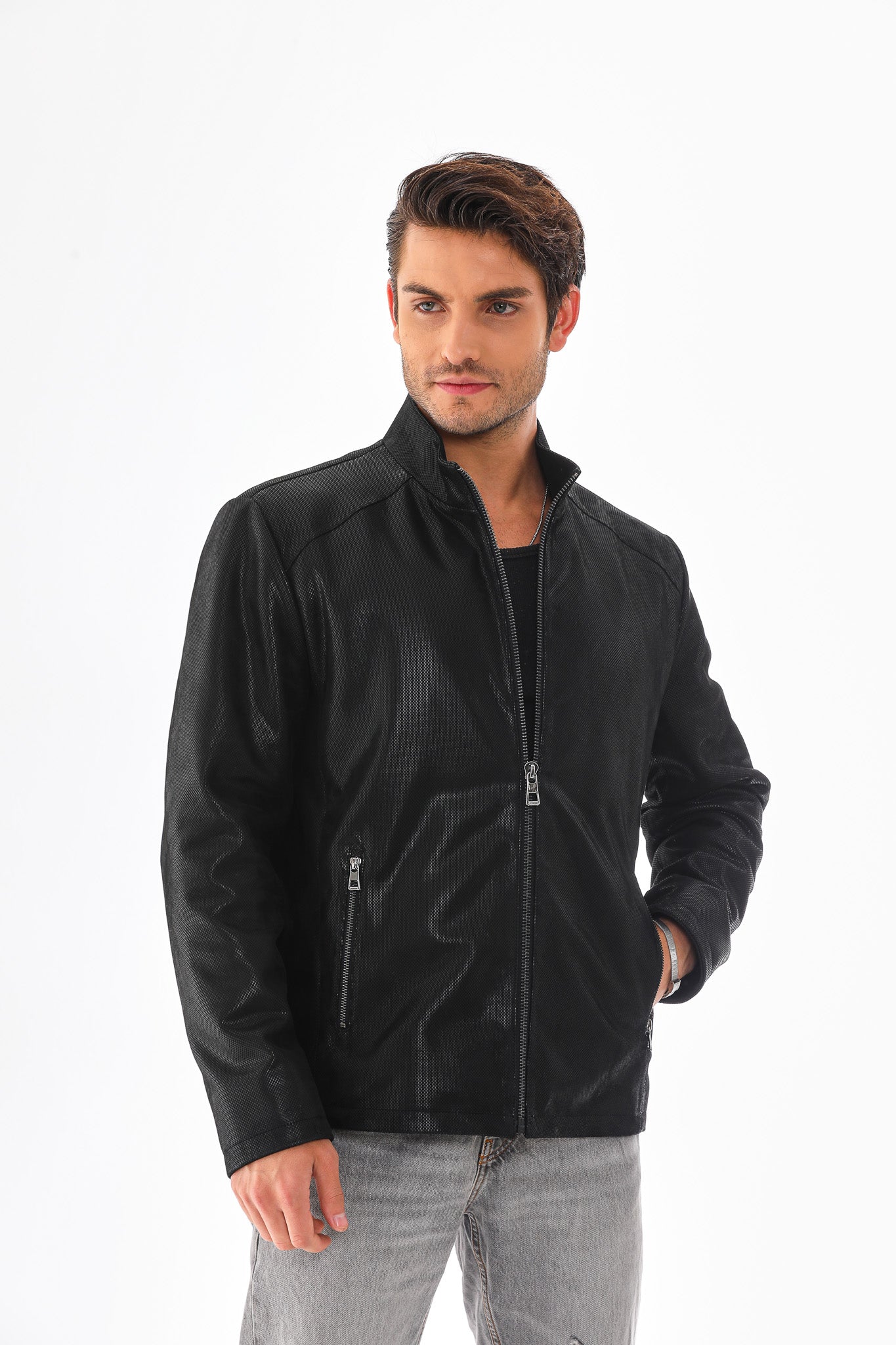 The Varden Black Leather Jacket - Vinci Leather