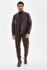 The Varden Chocolate Brown Leather Jacket - Vinci Leather