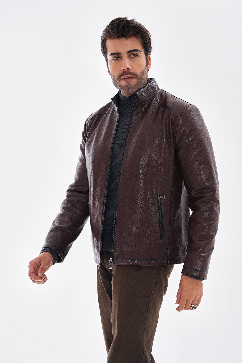 The Varden Chocolate Brown Leather Jacket - Vinci Leather