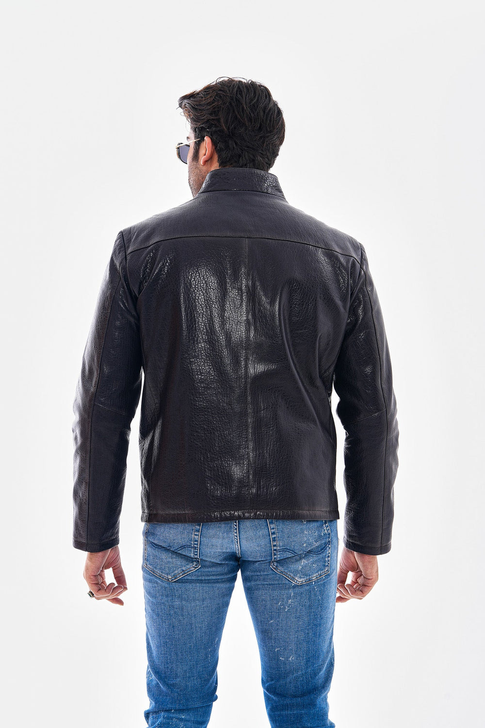 The Varden Navy Blue Leather Jacket - Vinci Leather