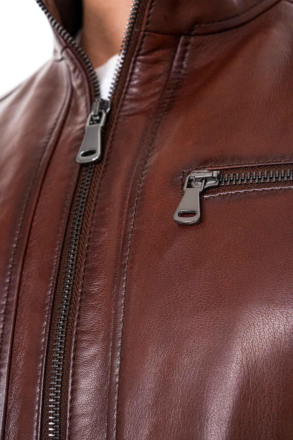 The Falcon Cognac Brown Smooth Leather Jacket - Vinci Leather