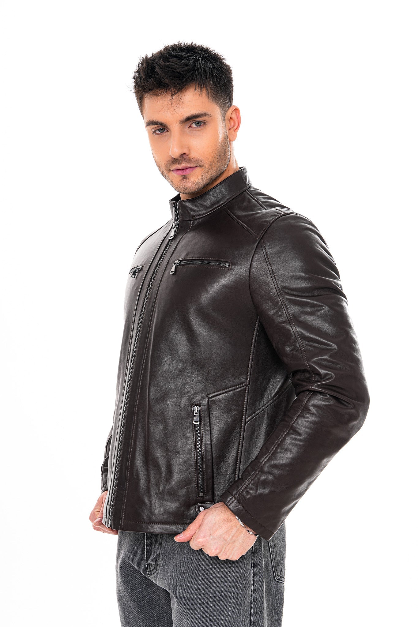 The Falcon Dark Brown Smooth Leather Jacket - Vinci Leather