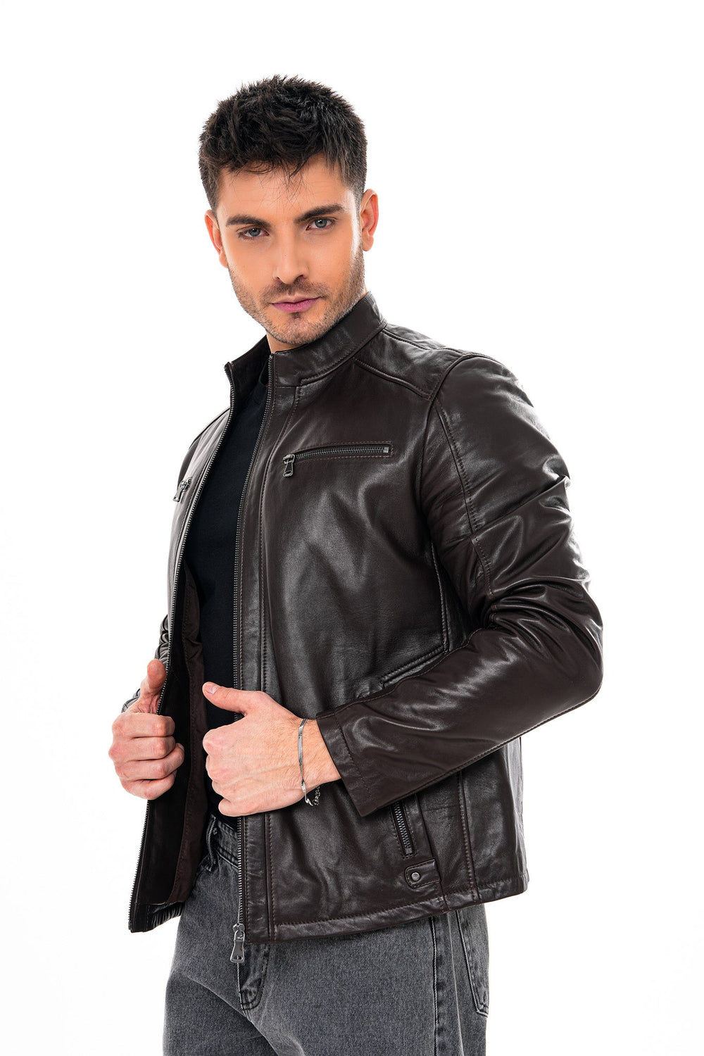 The Falcon Dark Brown Smooth Leather Jacket - Vinci Leather