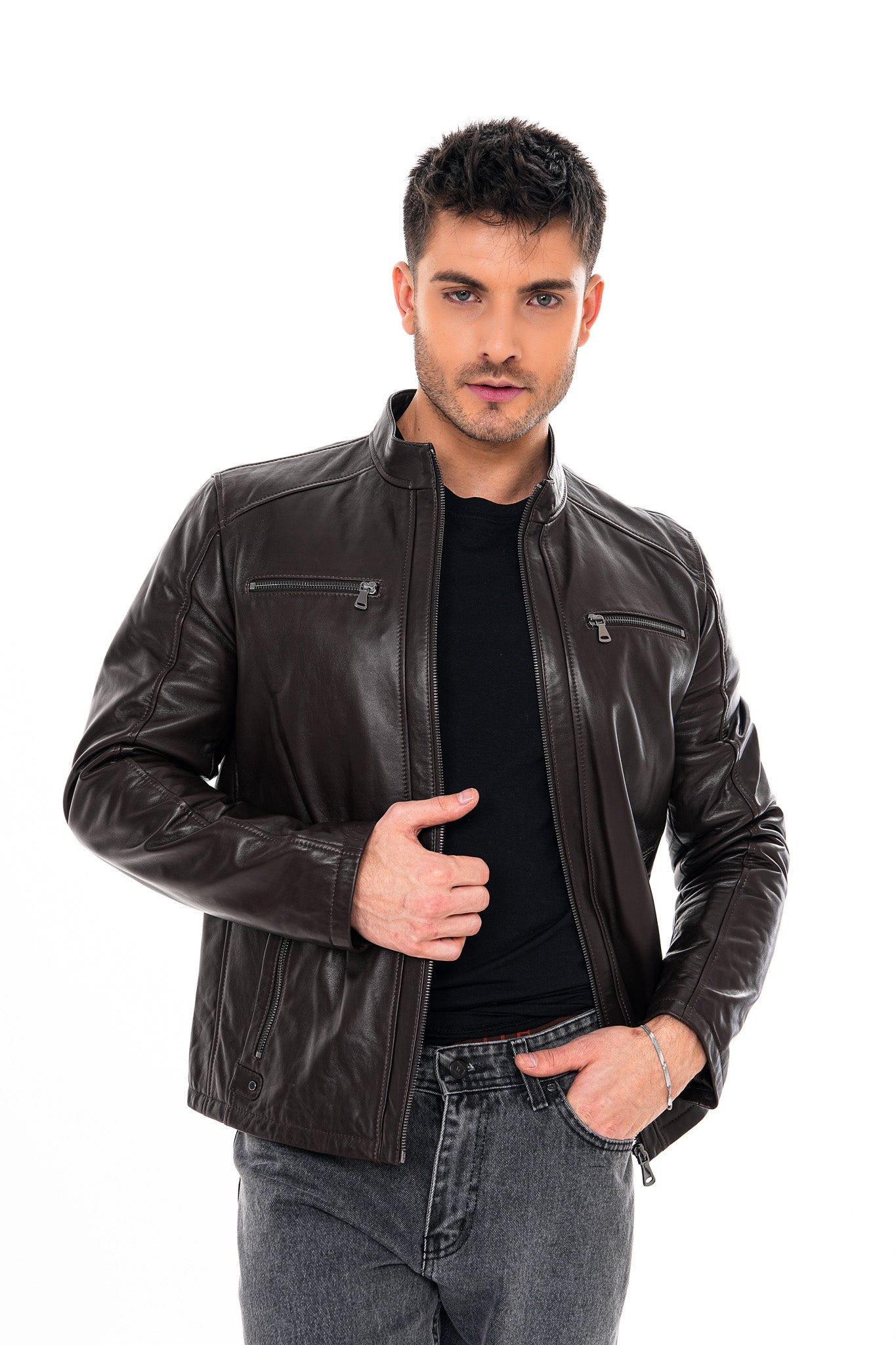 The Falcon Dark Brown Smooth Leather Jacket - Vinci Leather
