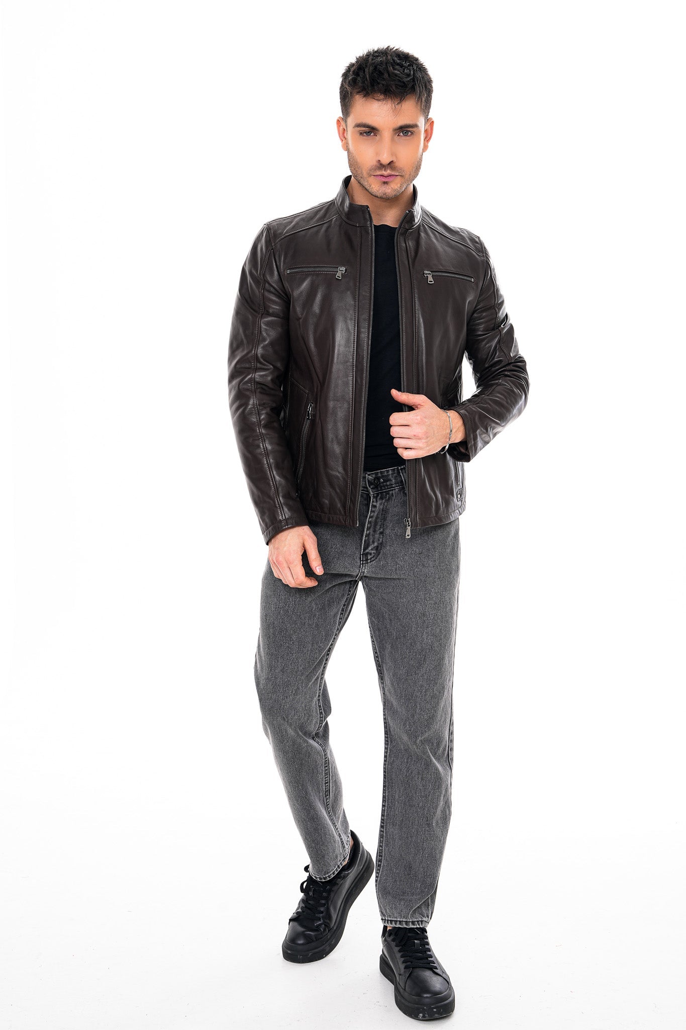 The Falcon Dark Brown Smooth Leather Jacket - Vinci Leather