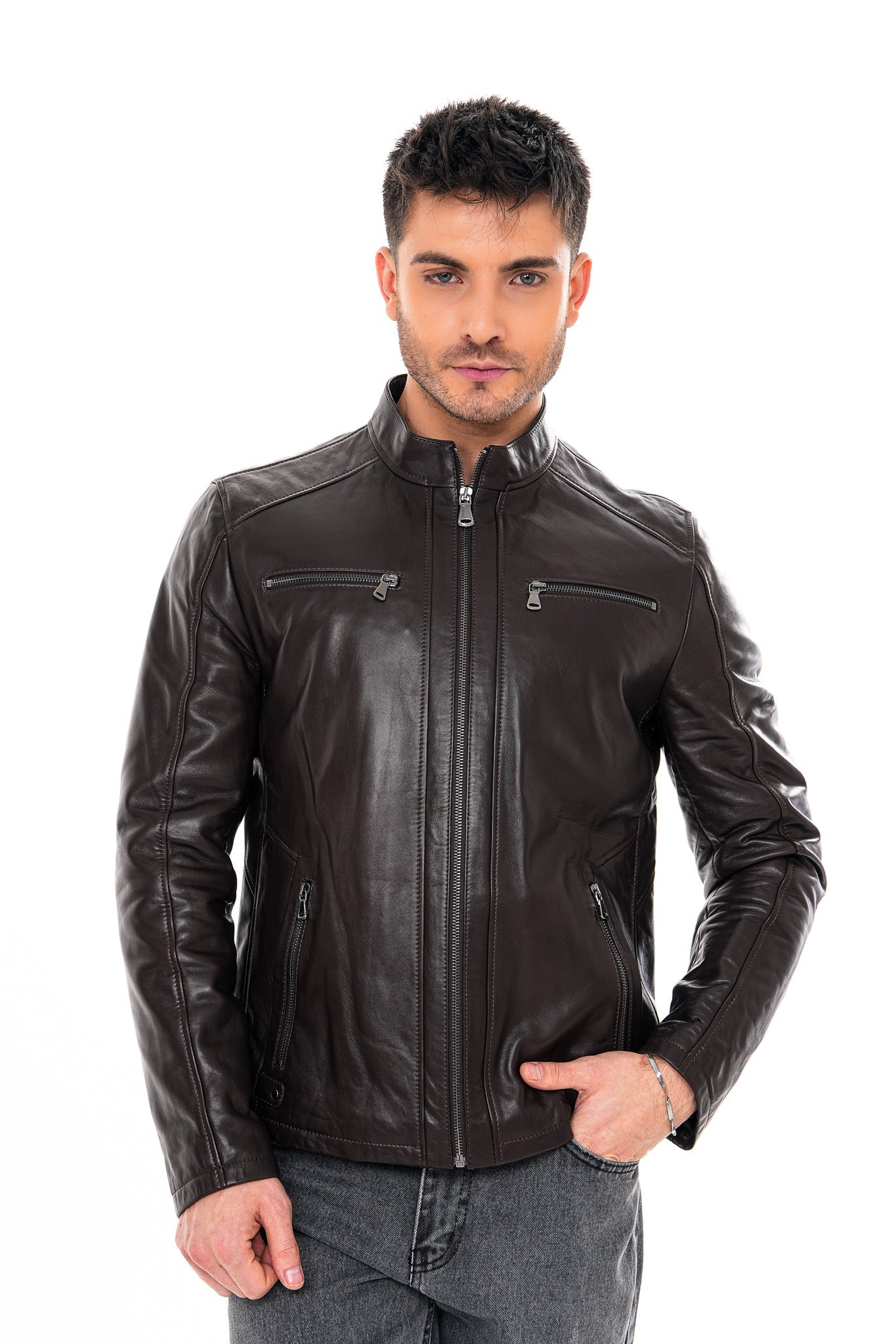 The Falcon Dark Brown Smooth Leather Jacket - Vinci Leather