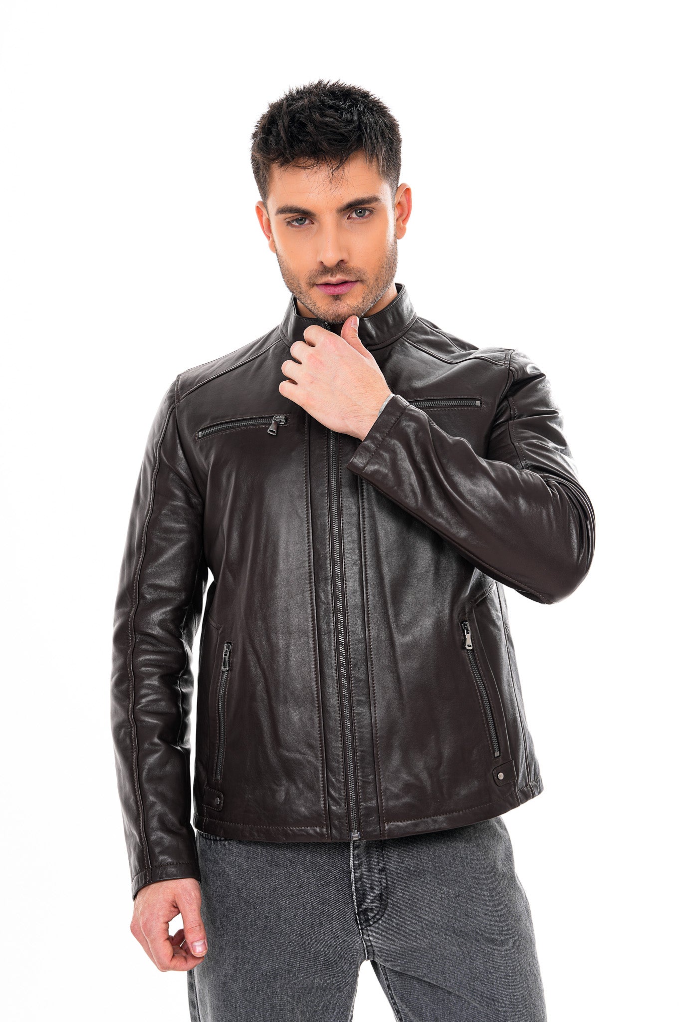 The Falcon Dark Brown Smooth Leather Jacket - Vinci Leather