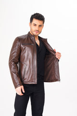 The Falcon Brown Smooth Leather Jacket - Vinci Leather
