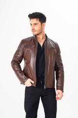 The Falcon Brown Smooth Leather Jacket - Vinci Leather