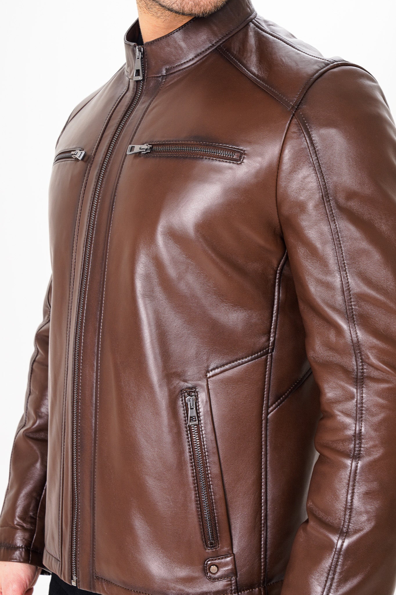 The Falcon Brown Smooth Leather Jacket - Vinci Leather