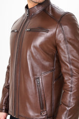 The Falcon Brown Smooth Leather Jacket - Vinci Leather
