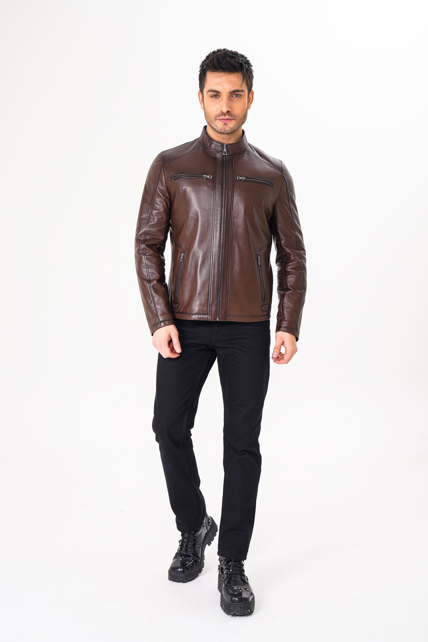 The Falcon Brown Smooth Leather Jacket - Vinci Leather