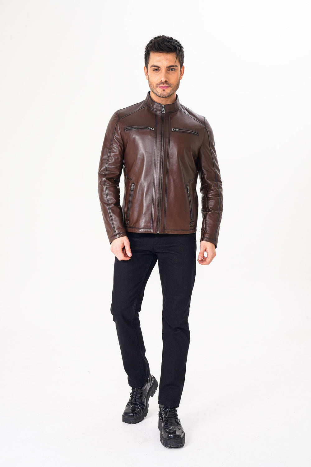 The Falcon Brown Smooth Leather Jacket - Vinci Leather