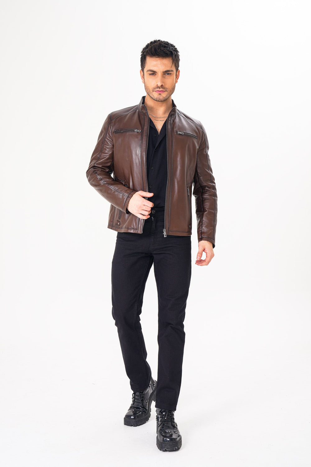 The Falcon Brown Smooth Leather Jacket - Vinci Leather